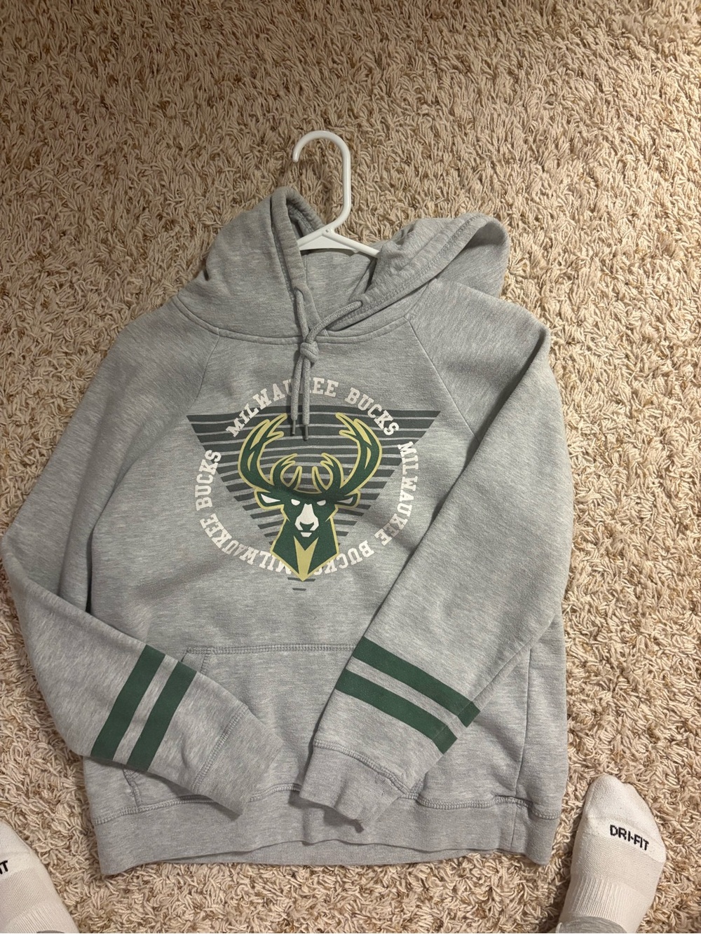 NBA Gray Pullover Hoodie with Green and Yellow Team Crest